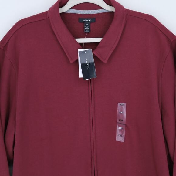 Alfani Men's Maroon Red Cotton Harrington French Terry Zip Front Jacket Size XXL - Picture 3 of 4